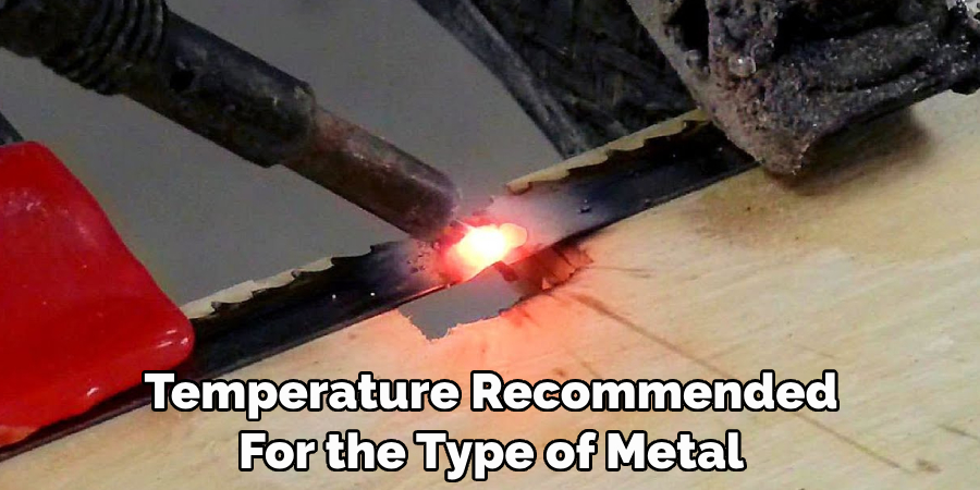 Temperature Recommended 
For the Type of Metal 