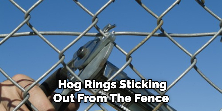  Hog Rings Sticking Out From the Fence